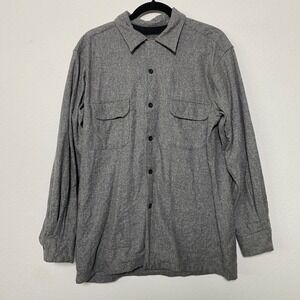 Pendleton Mens Medium Gray‎ 100% Wool Button Up Shirt Minimalist Outdoors Work